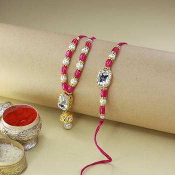 Designer Bhaiya Bhabhi Hanging Lumba Rakhi Combo Set for Rakshabhandan  1