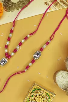 Designer Bhaiya Bhabhi Hanging Lumba Rakhi Combo Set for Rakshabhandan 