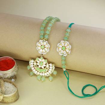 Designer Bhaiya Bhabhi Hanging Lumba Rakhi Combo Set for Rakshabhandan  1