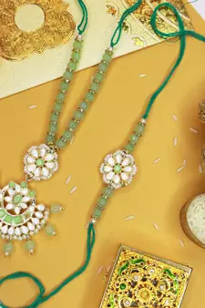Designer Bhaiya Bhabhi Hanging Lumba Rakhi Combo Set for Rakshabhandan 