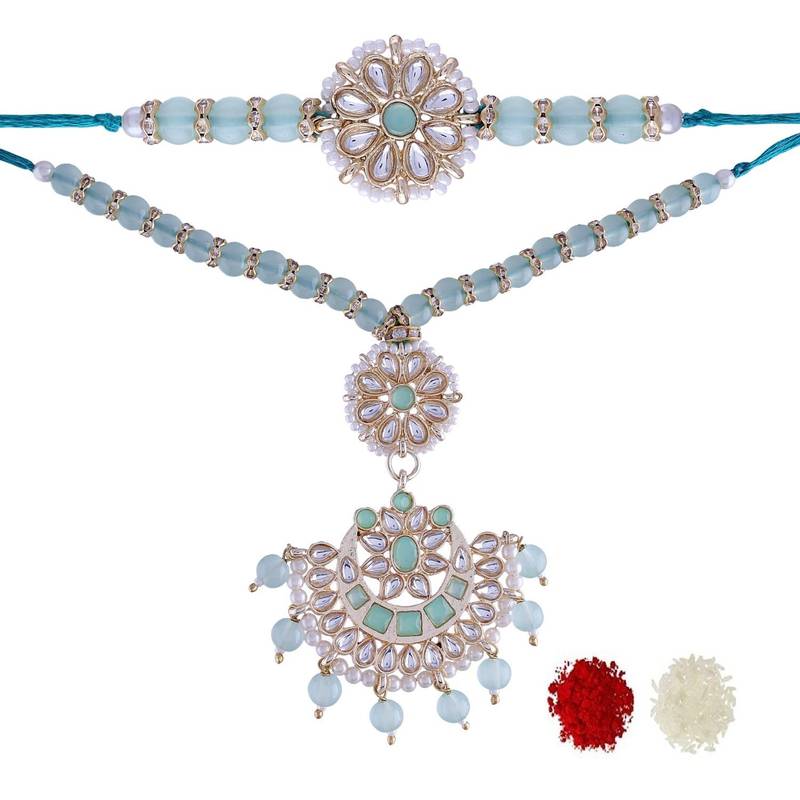 Designer Bhaiya Bhabhi Hanging Lumba Rakhi Combo Set for Rakshabhandan 