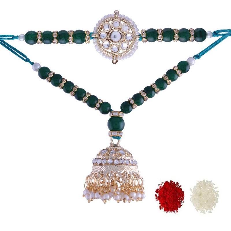 Designer Bhaiya Bhabhi Hanging Lumba Rakhi Combo Set for Rakshabhandan 