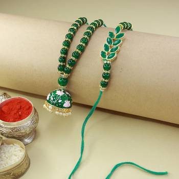 Designer Bhaiya Bhabhi Hanging Lumba Rakhi Combo Set for Rakshabhandan  1