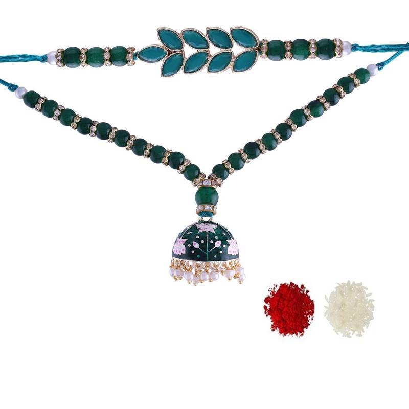 Designer Bhaiya Bhabhi Hanging Lumba Rakhi Combo Set for Rakshabhandan 