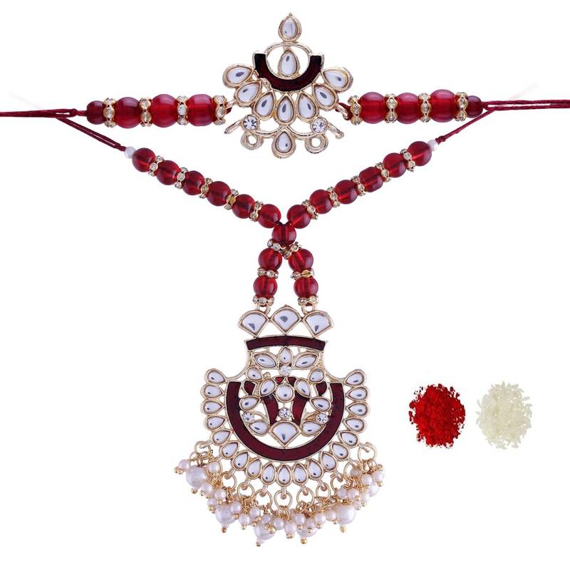 Designer Bhaiya Bhabhi Hanging Lumba Rakhi Combo Set for Rakshabhandan 
