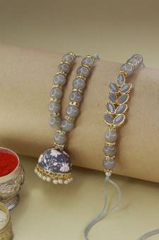 Designer Bhaiya Bhabhi Hanging Lumba Rakhi Combo Set for Rakshabhandan 