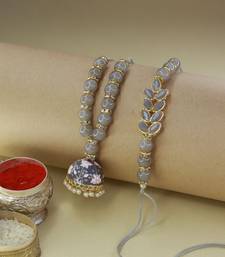Designer Bhaiya Bhabhi Hanging Lumba Rakhi Combo Set for Rakshabhandan 