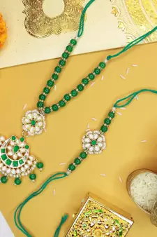 Designer Bhaiya Bhabhi Hanging Lumba Rakhi Combo Set for Rakshabhandan 