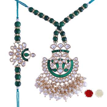 Designer Bhaiya Bhabhi Hanging Lumba Rakhi Combo Set for Rakshabhandan  2