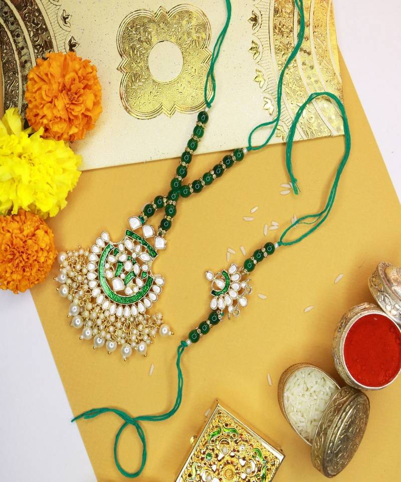 Designer Bhaiya Bhabhi Hanging Lumba Rakhi Combo Set for Rakshabhandan 