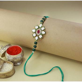 Ethnic Designer Pearl Beads Studded for MenBrother Bhaiya for Rakshabhandan (R080G) 1