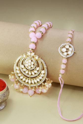 Designer Bhaiya Bhabhi Hanging Lumba Rakhi Combo Set for Rakshabhandan (R072PiCO)