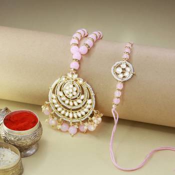Designer Bhaiya Bhabhi Hanging Lumba Rakhi Combo Set for Rakshabhandan  1