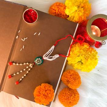 Designer Bhaiya Bhabhi Hanging Lumba Rakhi for Rakshabhandan Special (R012L) 1