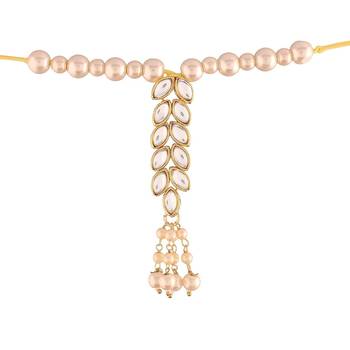 Traditional Kundan Pearl Studded Lumba Rakhi for Bhabhi  2