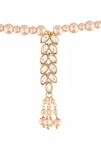 Traditional Kundan Pearl Studded Lumba Rakhi for Bhabhi 