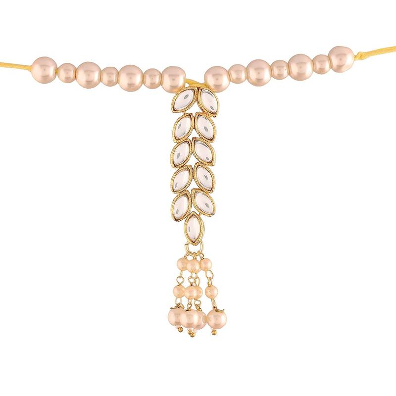 Traditional Kundan Pearl Studded Lumba Rakhi for Bhabhi 