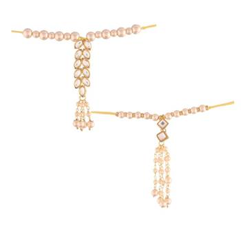 Traditional Kundan Pearl Studded Lumba Rakhi for Bhabhi  3