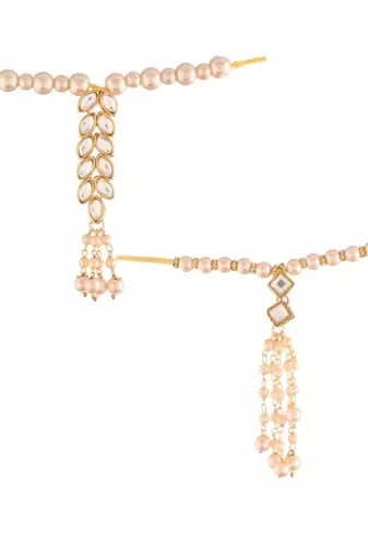 Traditional Kundan Pearl Studded Lumba Rakhi for Bhabhi 
