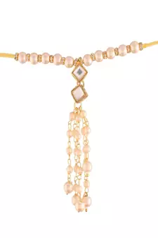Traditional Kundan Pearl Studded Lumba Rakhi for Bhabhi 