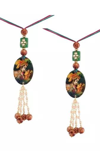 Traditional Hanging Printed Lumba Rakhi for Bhabhi (R050LCO) (Pack of 2 Pcs)