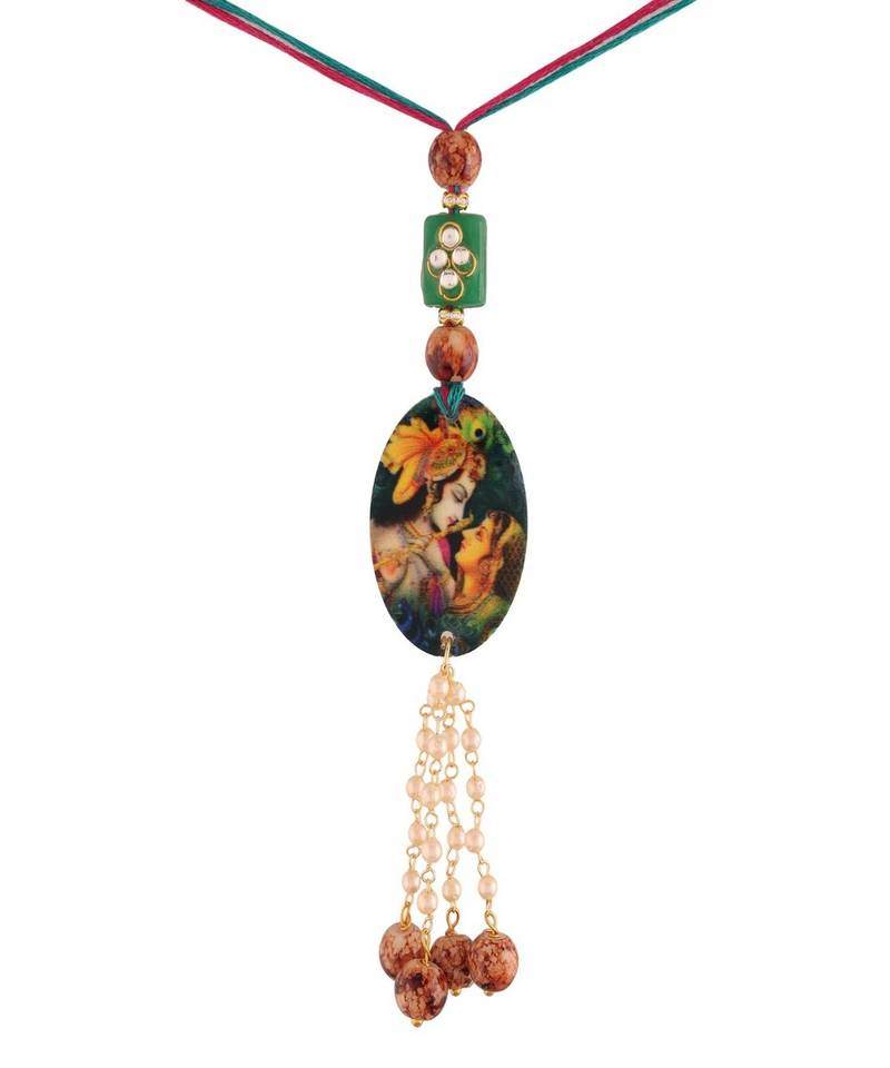 Traditional Hanging Printed Lumba Rakhi for Bhabhi 