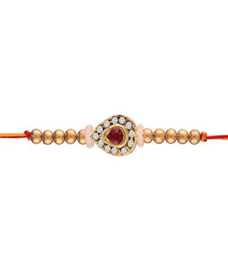 Gold Plated Jhumki Style Bhaiya Bhabhi Rakhi Set 