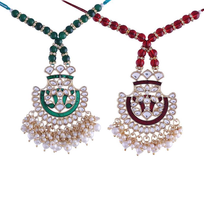 Designer Enamel Pearl Hanging Lumba Rakhi for Rakshabhandan 