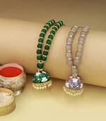 Designer Enamel Pearl Hanging Lumba Rakhi for Rakshabhandan 