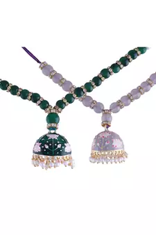 Designer Enamel Pearl Hanging Lumba Rakhi for Rakshabhandan 