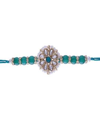 Rakshabhandan Special Designer Kundan & Pearl Studded Floral Rakhi for BrotherMen  1