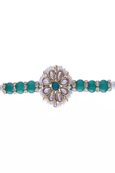 Rakshabhandan Special Designer Kundan & Pearl Studded Floral Rakhi for BrotherMen 