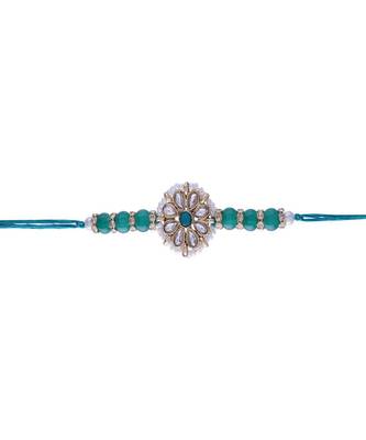 Rakshabhandan Special Designer Kundan & Pearl Studded Floral Rakhi for BrotherMen  2