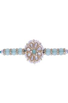 Rakshabhandan Special Designer Kundan & Pearl Studded Floral Rakhi for BrotherMen (R068Min)