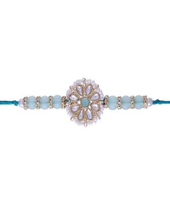 Rakshabhandan Special Designer Kundan & Pearl Studded Floral Rakhi for BrotherMen  1