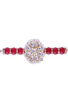 Rakshabhandan Special Designer Kundan & Pearl Studded Floral Rakhi for BrotherMen (R068Q)