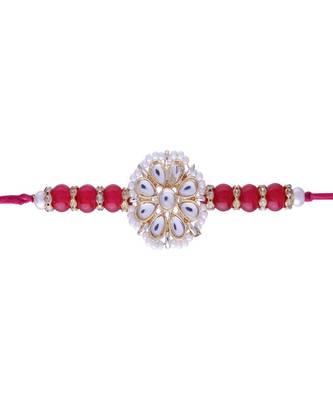 Rakshabhandan Special Designer Kundan & Pearl Studded Floral Rakhi for BrotherMen  1