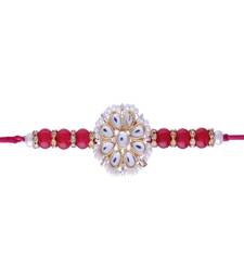 Rakshabhandan Special Designer Kundan & Pearl Studded Floral Rakhi for BrotherMen 