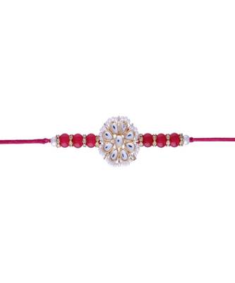 Rakshabhandan Special Designer Kundan & Pearl Studded Floral Rakhi for BrotherMen  2