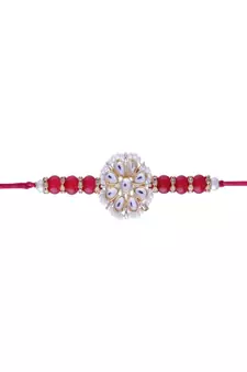 Rakshabhandan Special Designer Kundan & Pearl Studded Floral Rakhi for BrotherMen 