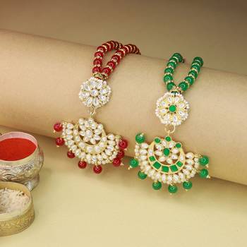 Rakshabhandan Special Designer Pearl Hanging Floral Lumba Rakhi for Bhabhi  1