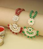 Rakshabhandan Special Designer Pearl Hanging Floral Lumba Rakhi for Bhabhi 
