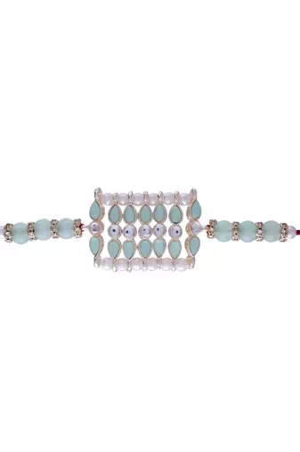 Rakshabhandan Special Designer Kundan & Pearl Studded Rakhi for BrotherMen 