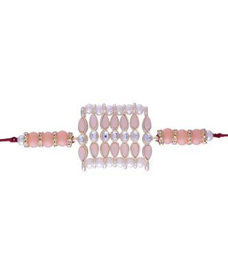Rakshabhandan Special Designer Kundan & Pearl Studded Rakhi for BrotherMen  1