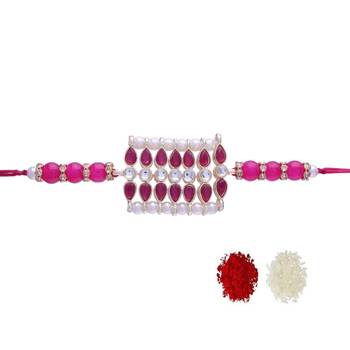 Rakshabhandan Special Designer Kundan & Pearl Studded Rakhi for BrotherMen  1