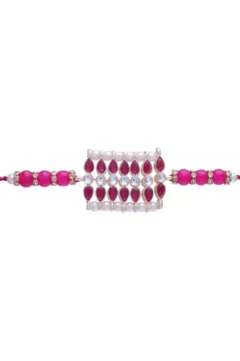 Rakshabhandan Special Designer Kundan & Pearl Studded Rakhi for BrotherMen 