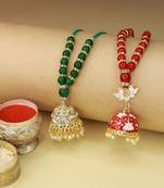 Rakshabhandan Special Designer Pearl Hanging Jhumka Lumba Rakhi for Bhabhi 