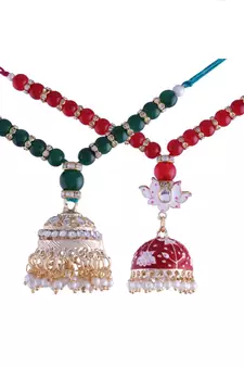 Rakshabhandan Special Designer Pearl Hanging Jhumka Lumba Rakhi for Bhabhi 