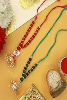 Rakshabhandan Special Designer Pearl Hanging Jhumka Lumba Rakhi for Bhabhi 