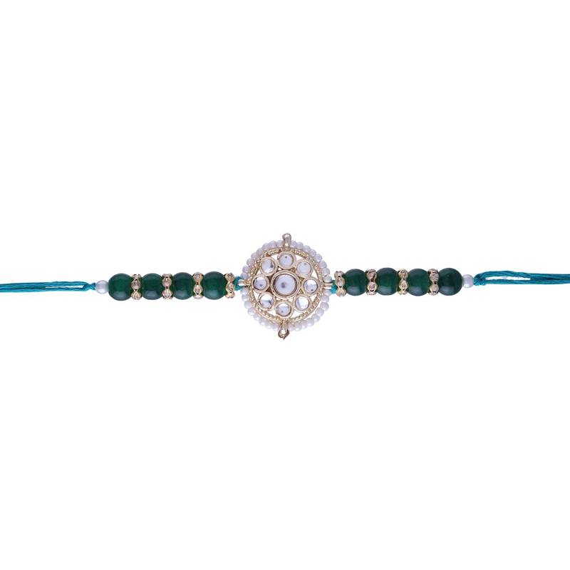 Rakshabhandan Special Designer Kundan & Pearl Studded Rakhi for BrotherMen 
